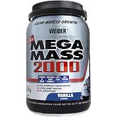Weider Mega Mass 2000 Vanilla Flavor (1500g) 67% Carbs and 16% Protein, Black