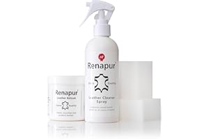 Renapur Spray Clean & Condition Kit - Leather Sofa, Shoe, Bags, Car Seats, Saddlery & Tack - Clean & Feed Kit - Leather Restorer, Softener & Protector