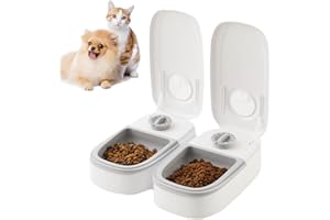 MOFIC Automatic Pet Feeder with 48H Timer,Dry and Wet Food Dispenser for Cats Small Dogs,Portable Pet Feeder Station for Home Travel (Grey,2 Bowl)
