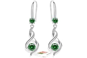 YOEE Sterling Silver Post Drop Earrings for Women Girls - Hypoallergenic Dangle Earrings Cubic Zirconia Birthstone Earrings - Twisted Infinity Earrings Jewellery Gift Birthday Christmas Xmas Present