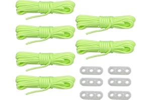 HOUSON 6 Pack 4mm*4m Guy Ropes, Tent Guy Line 550 Luminous Fluorescent Paracord Parachute Cord for Tents Awning Camping Green