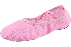 ACFODA Zapatillas de Ballet Zapatos de Danza Canvas para Niña y Mujer Calzado de Danza Suela Partida de Cuero Tallas 22-44