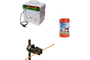 GEMI ELETTRONICA Cercas Eléctrica Para Pastor Eléctrico: 1 Electrificadores 220V + 1 hilo canductores 500 mt 4 mm² + 100 Aisladores para postes de hierro - Cerca Valla Eléctrica para jabalí caballos zorros