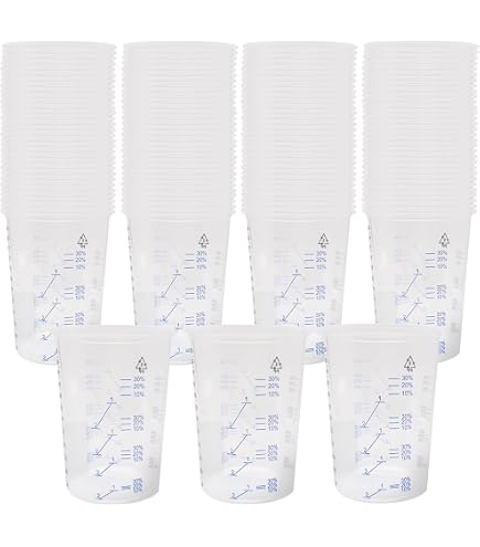 HOINCO Tazza di miscelazione 100 pezzi,tazze di miscelazione in resina di plastica usa e getta da 40 ml,vieni con 20 bastoncini per artigianato in legno