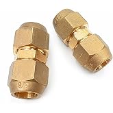 Set of 2 Pipe Extensions, 1/4" &amp; 3/8" Coolant Cable - Solderless Copper Gaskets with Nut for Air Conditioner, Dual Nipple Ada
