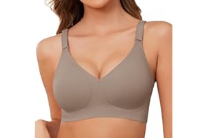 Lonya Biustonosze dla kobiet Push Up bezszwowe bez fiszbin wsparcie pełne pokrycie damski biustonosz z dekoltem w serek bez fiszbin komfortowy regulowany wyściełany biustonosz zero feel