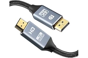 WSNDY 4K DisplayPort to HDMI Cable, 3m DP to HDMI Aluminium Shell Nylon Braided Uni-Direction Display Port to HDMI Lead, Compatible for Monitor,PC,Laptop,Projektor(Nylon Braided Gold-Plated)