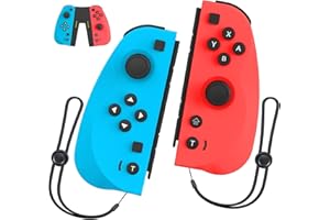 Yeerain Manette Switch, Manette Switch sans fil Joystick pour Switch/Lite/OLED avec Double Moteur/Capture d'écran/Wake-up/Turbo Fonction Brancher et Utiliser-Bleu et Rouge