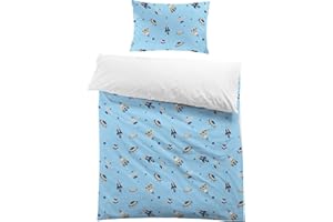 MUSOLEI Copripiumino singolo astronauto bambino Copripiumino letto singolo Completo letto singolo ragazzo Copripiumino 135x200cm e 1 Federa 50x80cm Spazio e Astronauti Letto per bambini