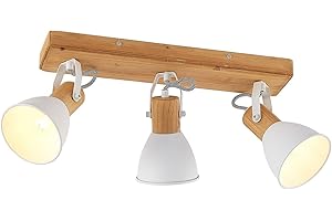 Ceiling Light 'Merela' dimmable (Scandinavian) in Brown Made of Wood for e.g. Living Room & Dining Room (3 Light Sources, E14) from Lindby | floodlight, Spotlight