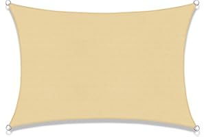 SUNNY GUARD Tenda a Vela Rettangolare 5x6m HDPE,Vela ombreggiante parasole Traspirante Protezione Raggi UV per Giardino Esterno terrazza,Sabbia