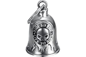 BOBIJOO JEWELRY - Clochette Moto Skull Ride to Live Porte-Bonheur MOCY Bell Acier Inoxydable Argent