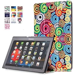 Lenovo Tab 2 A10-30F Funda Case Cover,PU Cuero Piel Smart Case Flip Cover Carcasa para el Tablet Lenovo Tab 2 A10-30F & Lenovo Tab 2 A10-70 Tablet de 10.1''Pulgadas Funda de Cuero con Soporte Function-Tornillo rotativo colorido