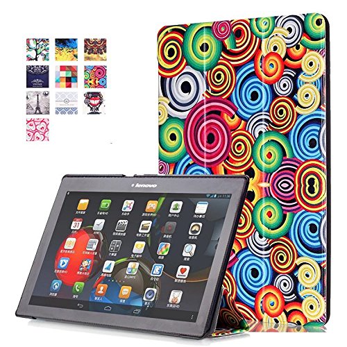 Lenovo Tab 2 A10-30F Funda Case Cover,PU Cuero Piel Smart Case Flip Cover Carcasa para el Tablet Lenovo Tab 2 A10-30F & Lenovo Tab 2 A10-70 Tablet de 10.1''Pulgadas Funda de Cuero con Soporte Function-Tornillo rotativo colorido