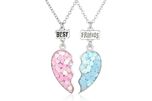 FOKELYI 2Pcs Best Friend Necklaces, Puzzle Heart Friendship Pendant Necklace, Jewellery Gifts for Women Girl Kids Teen Graduation Birthday Christmas Gifts