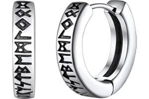 FaithHeart Wikinger Rune Ohrstecker für Herren Damen Edelstah Nordischer Wikinger Rune Creolen Ohrstecker Punk Stil Piercing Ohrschmuck mit Geshenkebox für Freunden Ehemann