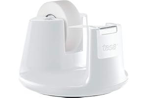 tesa Easy Cut Desktop dispenser COMPACT WHITE + 1 roll tesafilm INVISIBLE 33M x 19MM