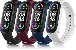 Tobfit 4 Pezzi Cinturino per Xiaomi Mi Band 5/ Mi Band 6/Amazfit Band 5, Cinturino Silicone di Morbido Traspirante di Colorati Solo per Xiaomi Mi Band 6,Xiaomi Mi Band 5,Amazfit Band 5