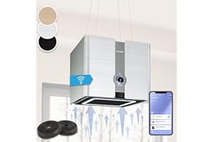 Klarstein Futurelight Smart - Cappa Aspirante, Funzione di Ricircolo con una Potenza Aspirante di 420m³/h, Cappa a Isola con Illuminazione a LED, Acciaio Inox, Argento