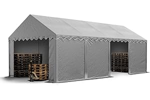 TOOLPORT Carpa almacén 4x8 m PVC 700 N Impermeable Gris Carpa de Almacenamiento