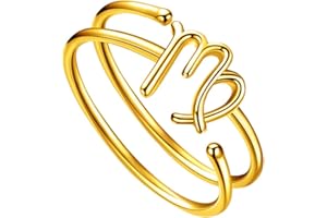 JEWMON Adjustable Zodiac Star Sign Ring for Women 925 Sterling Silver Astrology Ring 12 Constellation Ring Celestial Statement Open Ring Zodiac Jewellery Gifts for Birthday Christmas Day Gifts for Her