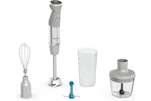 Moulinex Mixeur plongeant, Technologie de lames Powelix, Mode silencieux, 20vitesses, Lames pour glace pilée, Mode turbo, Pare-éclaboussures, Hachoir, Quickchef+ DD67EB10, Gris