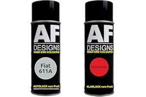 ALEX FLITTNER DESIGNS Set Aerosol Peinture de Base Voiture pourFiat 611A Grigio Aluminio Metallic Vernis Bombe Vaporisateur 400ml