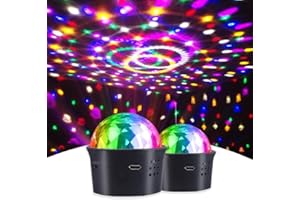 ‎CCHKFEI Discokugel Licht, Sprachaktivierte Multicolor Mini Discokugel, LED Disco Kugel, USB Disco Stimmungslicht Batterie für Kinder Zimmer Geburtstag Party Autoinnendekoration, 2 Stück