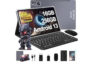 AOCWEI Tablet 11 Pulgadas 2K Android 13 16GB RAM+256GB ROM (TF 512GB)|8600 mAh|5MP+13MP+2MP| 2000 * 1200pixels |Bluetooth 5.0 |5G+2.4G WiFi |Octa-Core|Tablet con Teclado + Ratón+Funda