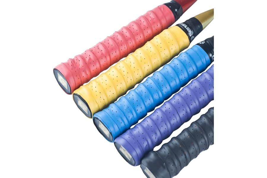 Senston PU Racquet Grip 5 Pack Tennis/Badminton/Squash Rackets Overgrip Anti Slip Perforated Super Absorbent Grips