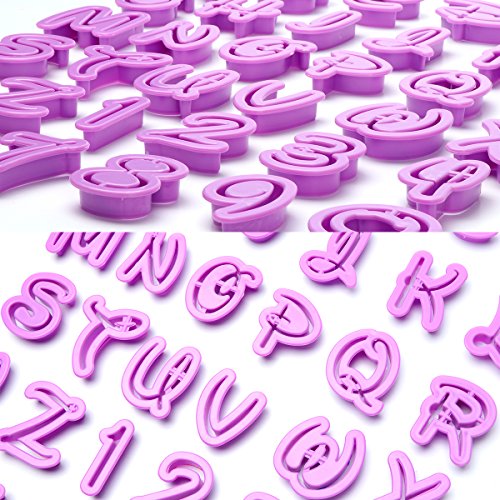 ilauke Fondant Modellierwerkzeug Alphabet Zahlen Buchstaben Ausstecher Stempel Ausstechformen Backen Kuchen lustig Tortendeko für Party Geburtstag Feier 36 teilig - 3