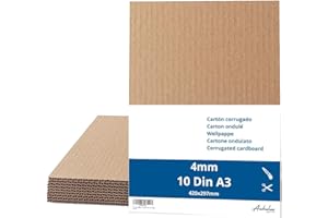 ANHELUS PAPER & DECO 10 Fogli di Cartone Ondulato 4mm Formato A3 (420x297mm) - Cartone Corrugato 4mm - Per Modellismo, inserti per imballaggio, Spedizzione - Fogli di cartone rigido per Artigianato