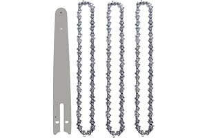 GENERICO Kit 3 Mini catena per Motosega a 8 pollici 8" + 1 Barra di Guida Ricambio per Mini Moto Sega Portatile Elettrica Senza Fili