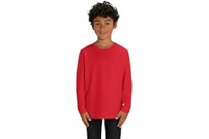 Hilltop Maglia da Bambini a Maniche Lunghe, Maglietta 100% Cotone Organico, Alta Qualità, Stampabile con Foil/Pellicole di Trasferimento Tessuti