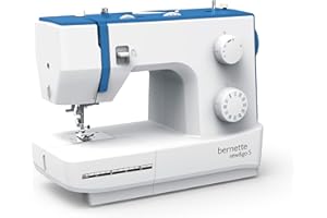 bernette sew&go 5 - Freiarm Nähmaschine, einfache Bedienung, Einfädelhilfe, Fadenabschneider, 23 Nähprogramme, 4 Nähfüße, Stichlänge/Stichbreite/Nähfußdruck einstellbar