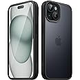 JETech Matte Case for iPhone 15 6.1-Inch, Shockproof Military Grade Drop Protection, Frosted Translucent Back Phone Cover, Anti-Fingerprint (Black)