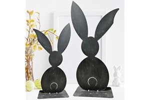 ‎TERMA Terma Stahldesign Osterdeko XXL Osterhasen Set mit Bodenplatte grau mit Bodenplatte Handmade Germany Osterdeko für draußen und drinnen Gartendeko Frühling Metall Deko Ostern Hase außen innen