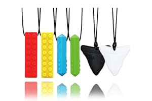 HOAISUN Chew Toys for Autistic Children 6 Pack, Sensory Chew Necklace Buddy for Kids with Autism, ADHD, SPD, Chewing, Biting, Silicone Oral Chewy Toys Teething Necklace for Adults Reduce Anxiety Fidget