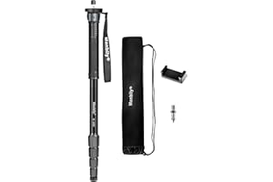 Manbily E-222 Monopod for Cameras, 165cm Camera Monopod, 5 Sections Aluminum Travel Canon Nikon Sony DSLR Video Camcorder, Compact Portable Lightweight (Grey)