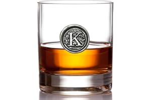 ENGLISH PEWTER COMPANY SHEFFIELD, ENGLAND English Pewter Company 11oz Whisky Glass Tumbler with Monogram Initial - Personalised Gift with Your Choice of Initial (K) [MON111]