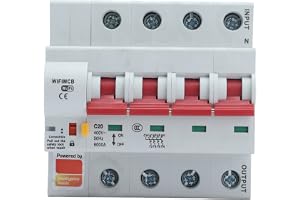 Smart WiFi Automatbrytare 4-polig: Fjärrstyrning via Mobilapp, Säkerhetslås, 20A AC 400V Hemma med Hög Säkerhet och Enkel Kon
