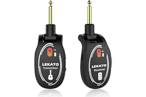 Sistema de guitarra inalámbrico LEKATO, transmisor y receptor inalámbrico de guitarra recargable para guitarra eléctrica, bajo, teclado (L6)