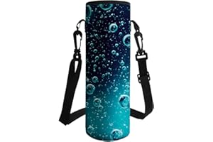 Housse Hugs Idea pour gourde - Isotherme isolée au néoprène - Avec bandoulière L Motif goutte d'eau