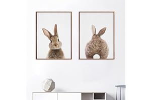 Trayosin Bilder Kinderzimmer 2er Set, Premium Kaninchen Poster Set, Wandbilder Deko Bilder Kinderzimmer Mädchen und Jungen Babyzimmer Deko Wandposter