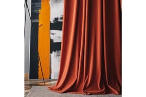 MYRU 1 Pair Nordic Velvet Curtains Light-filtering Eyelet Curtains Luxury Orange Curtains for Bedroom and Living Room(Pearl Orange,2 x 66x72 Inch)