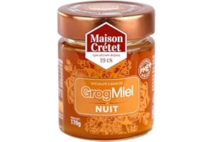 Maison Crétet | GrogMiel Nuit | Préparation de miel et huiles essentielles | huiles essentielles de mandarine verte, de lavande et de pamplemousse | pot verre 170g