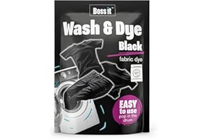 Boss it Wash & Dye Black, Intense Black Dye for Clothes - Just Pop in The Drum, Easy to Use Fabric Colour for Washing Machine
