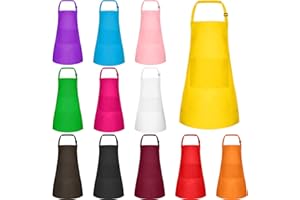 BOUBONI Grembiule per bambini, con 2 tasche, regolabile, da chef, per pittura, cucina, pasticceria, artigianato