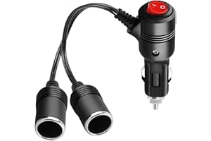 WEHOOM Auto Zigarettenanzünder Verteiler, 12V Verteiler, 1 bis 2 Zigarettenanzünder Adapter, Zigarettenanzünder Doppelstecker, Verlängerung Zigarettenanzünder Geeignet für 12V/24V LKW Transporter Wohnmobile