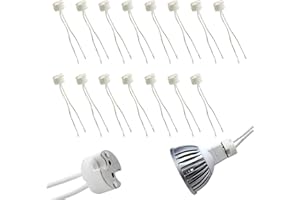 EIAIGKY 15 MR16 GU5.3 LED Holder Lamp Socket, Halogen Light Bulb Connector Ceramic Wire Adapter MR11 G4, Incandescent CFL Base Plug Converter for 12V-24V AC/DC Light Bulbs Heat Resistant Pigtail Wire Harness